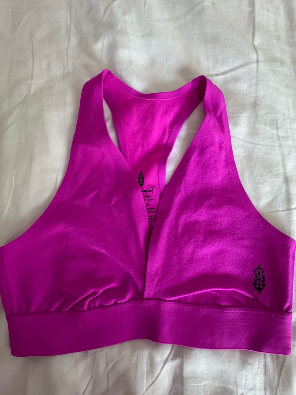 Free People Bright Fuchsia Plunge Sports Bra XS - Picture 7 of 7